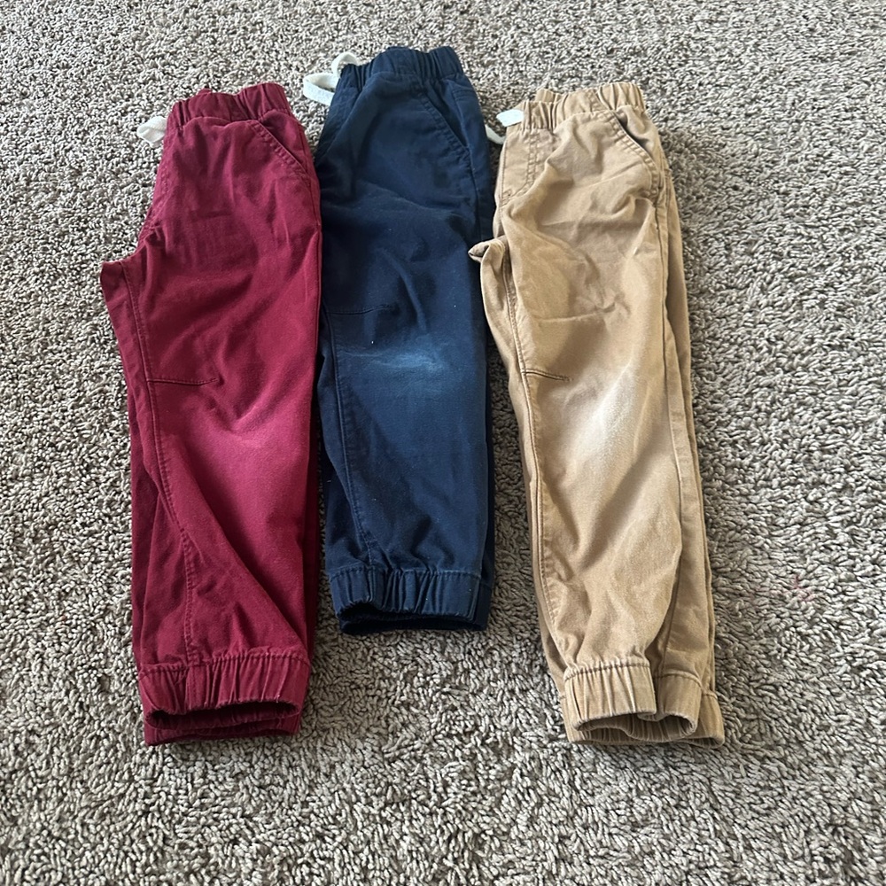 Stylish Kids Jogger Pants - Red, Navy, and Tan